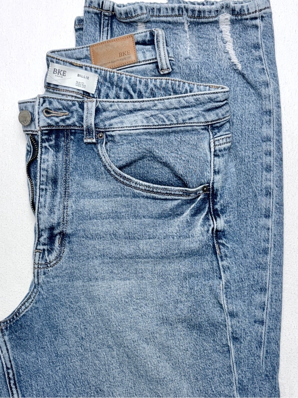 BKE Billie High Rise Wide Leg Distressed Jeans Womens 32x34 Light Wash